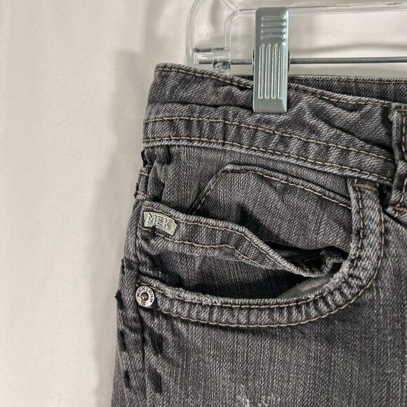 MEK Ulan Baton Cigarette Jeans Women's 28x34 Grey Denim Low Rise Embroidered - Picture 7 of 11